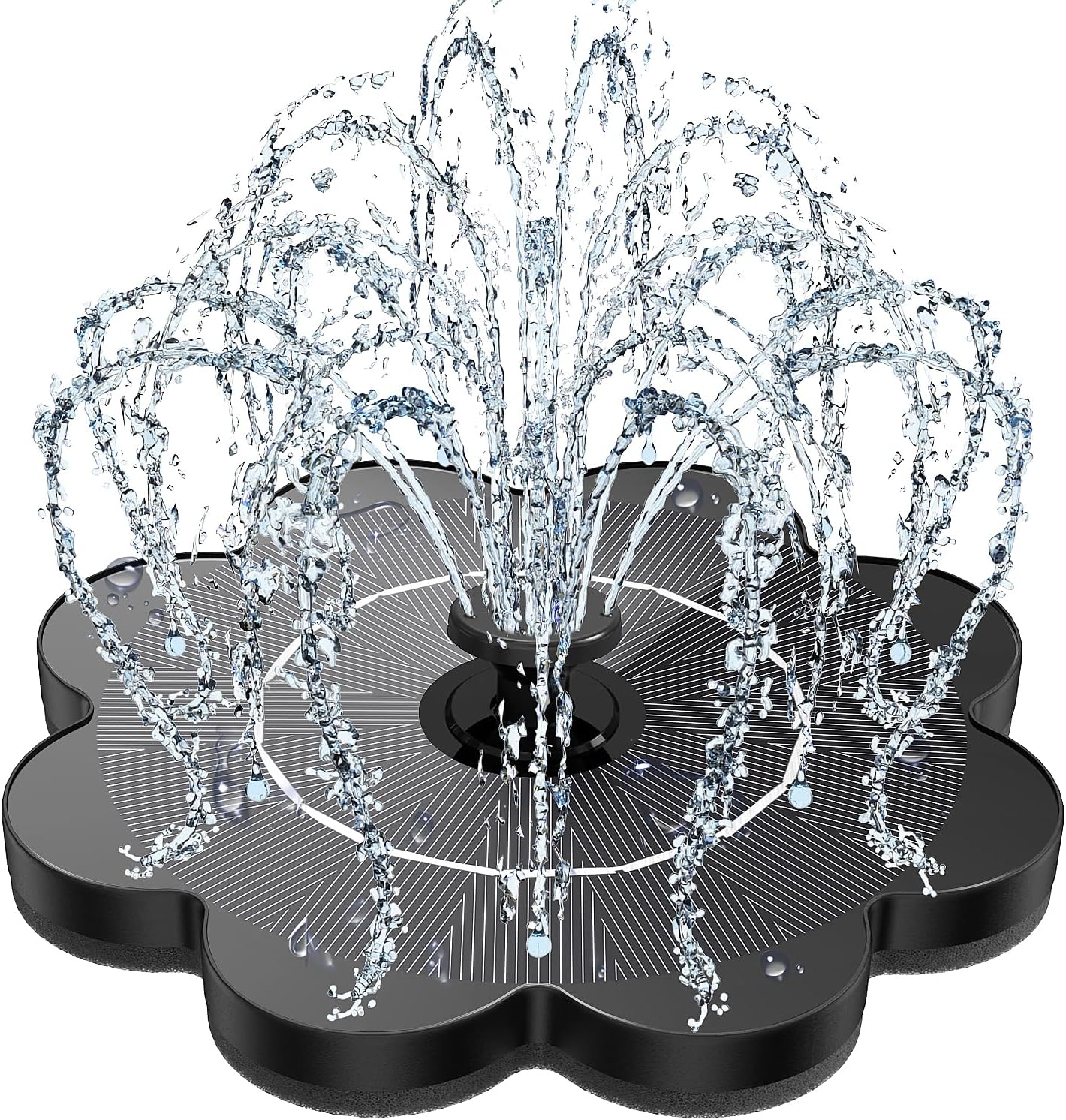 Yzert Solar Fountain Flower Shape-No Battery, Glass 3.5W Solar Water Fountain with 7 Nozzles & 4 Fixer Rods,Solar Fountain Pump for Bird Bath, Outdoor, Pool, Garden, Pond & Flower Pot