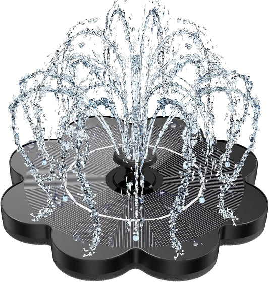 Yzert Solar Fountain Flower Shape-No Battery, Glass 3.5W Solar Water Fountain with 7 Nozzles & 4 Fixer Rods,Solar Fountain Pump for Bird Bath, Outdoor, Pool, Garden, Pond & Flower Pot