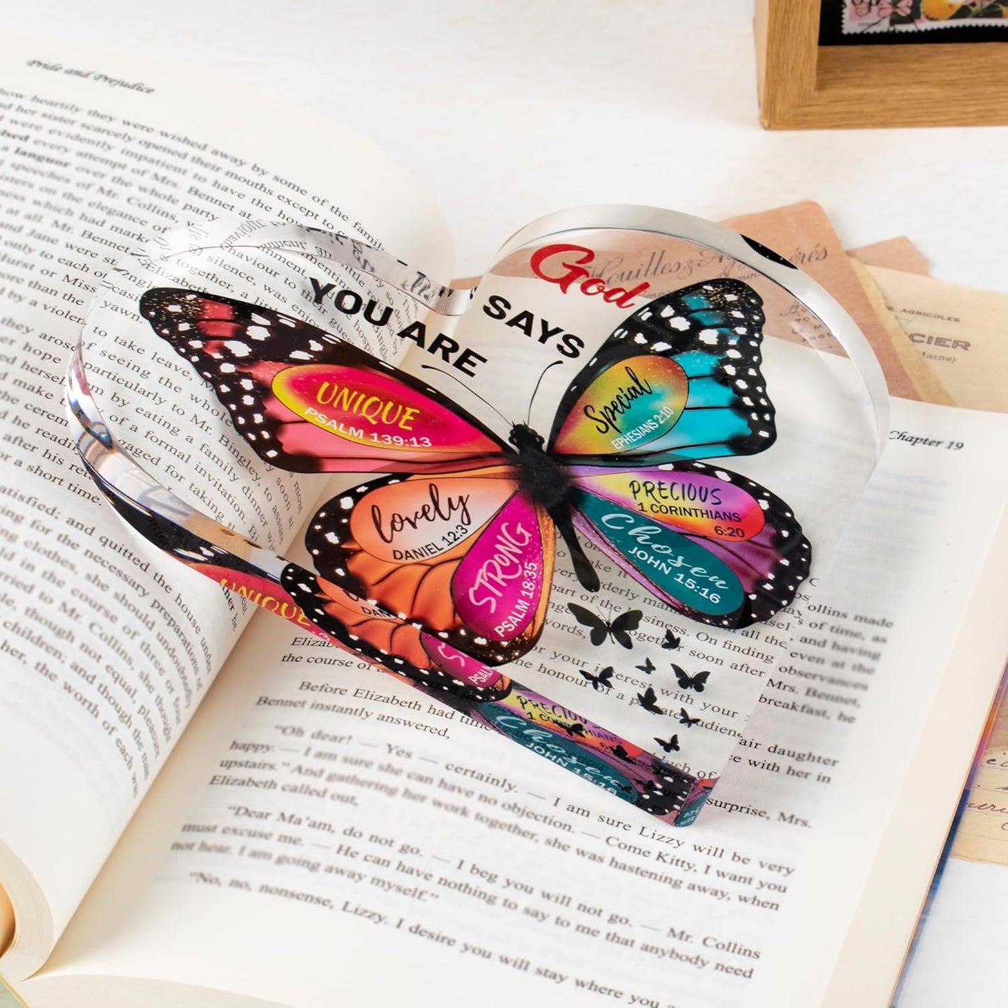 Christian Gifts for Women Birthday, Butterfly Inspirational Gifts for Women Friends, Mom, Sister, Coworker, Catholic Female, Religious Spiritual Gift, Home Christian Decor Sign