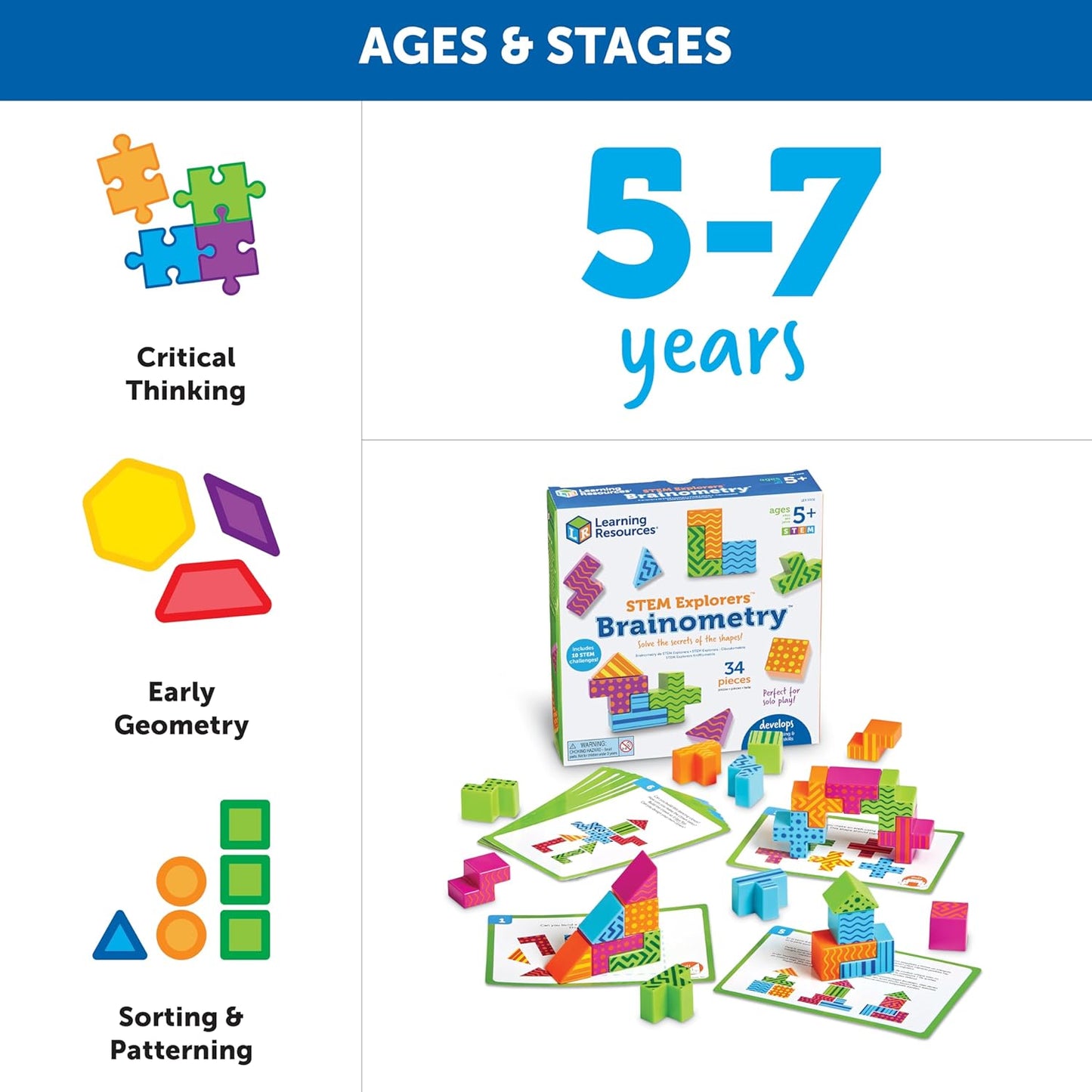 Learning Resources STEM Explorers Brainometry - 3d Puzzle, Brain Games