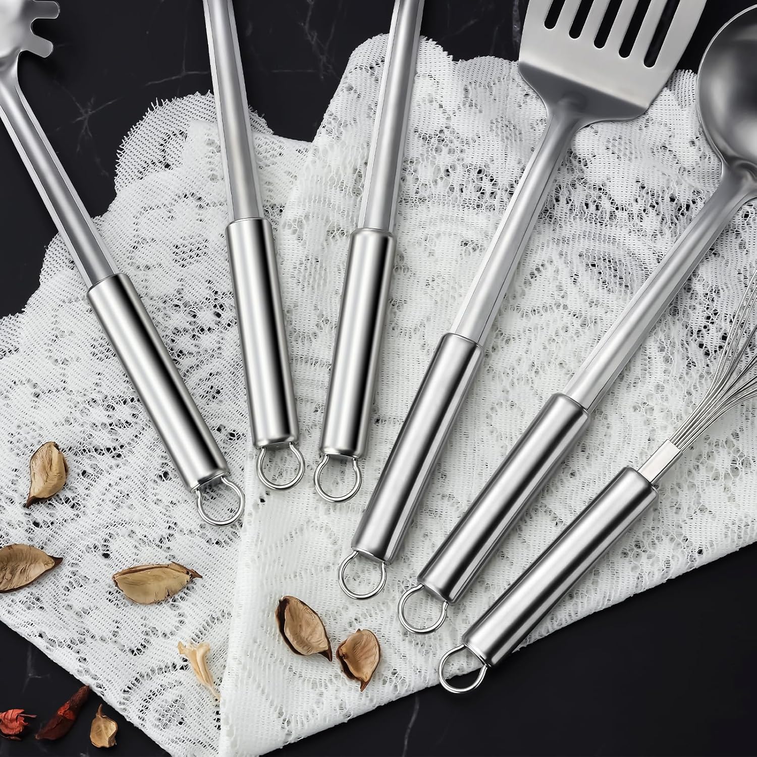 6-Piece Kitchen Cooking Utensils Set, Stainless Steel Kitchen Utensils