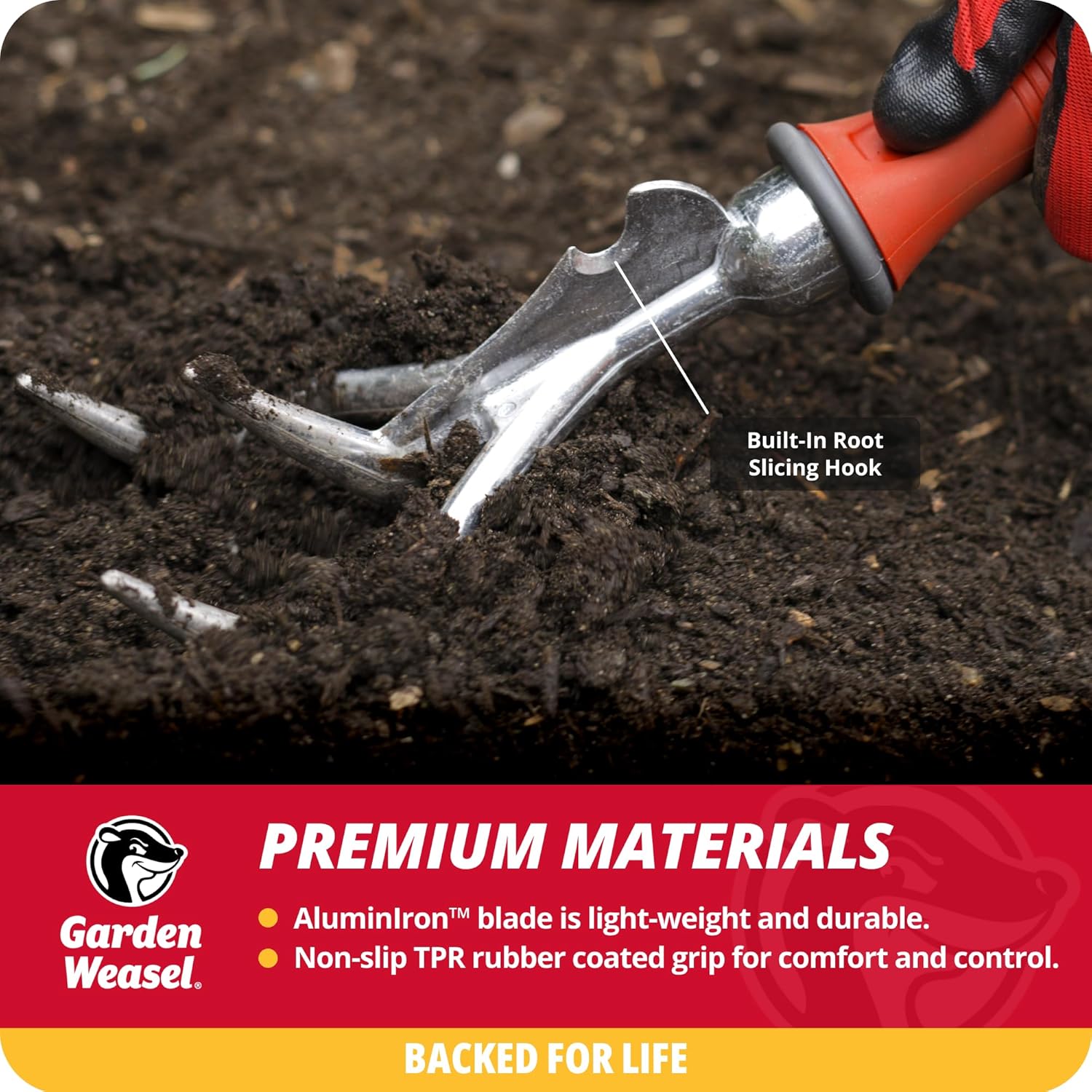 Garden Weasel 3-Piece Hand Tool Combo Set | Trowel, Transplanter and C