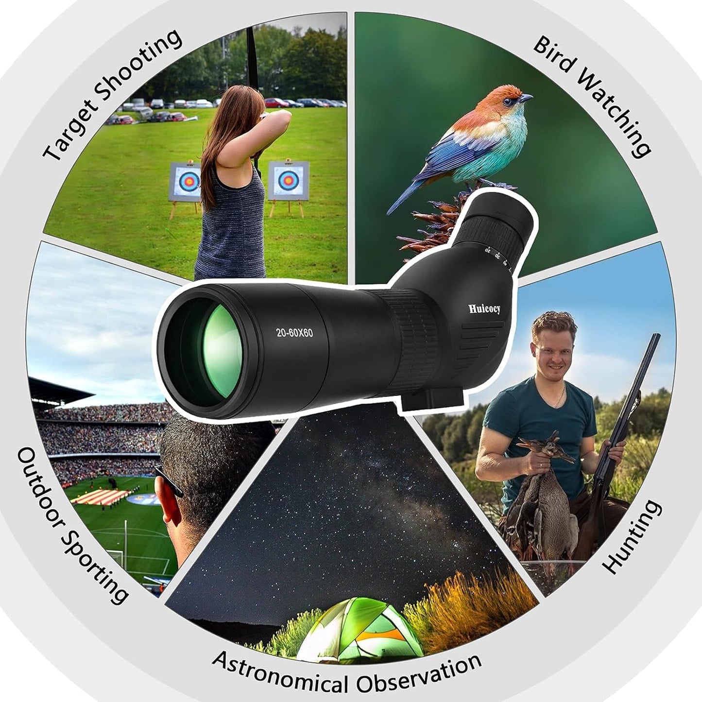 HUICOCY Spotting Scopes, 39-19m/1000m Spotting Scopes with Tripod, FMC Lens, BAK4 45 Degree Angled Eyepiece, Fogproof Scope with Phone Adapter, Carry Bag, Bird Watching Wildlife Scenery
