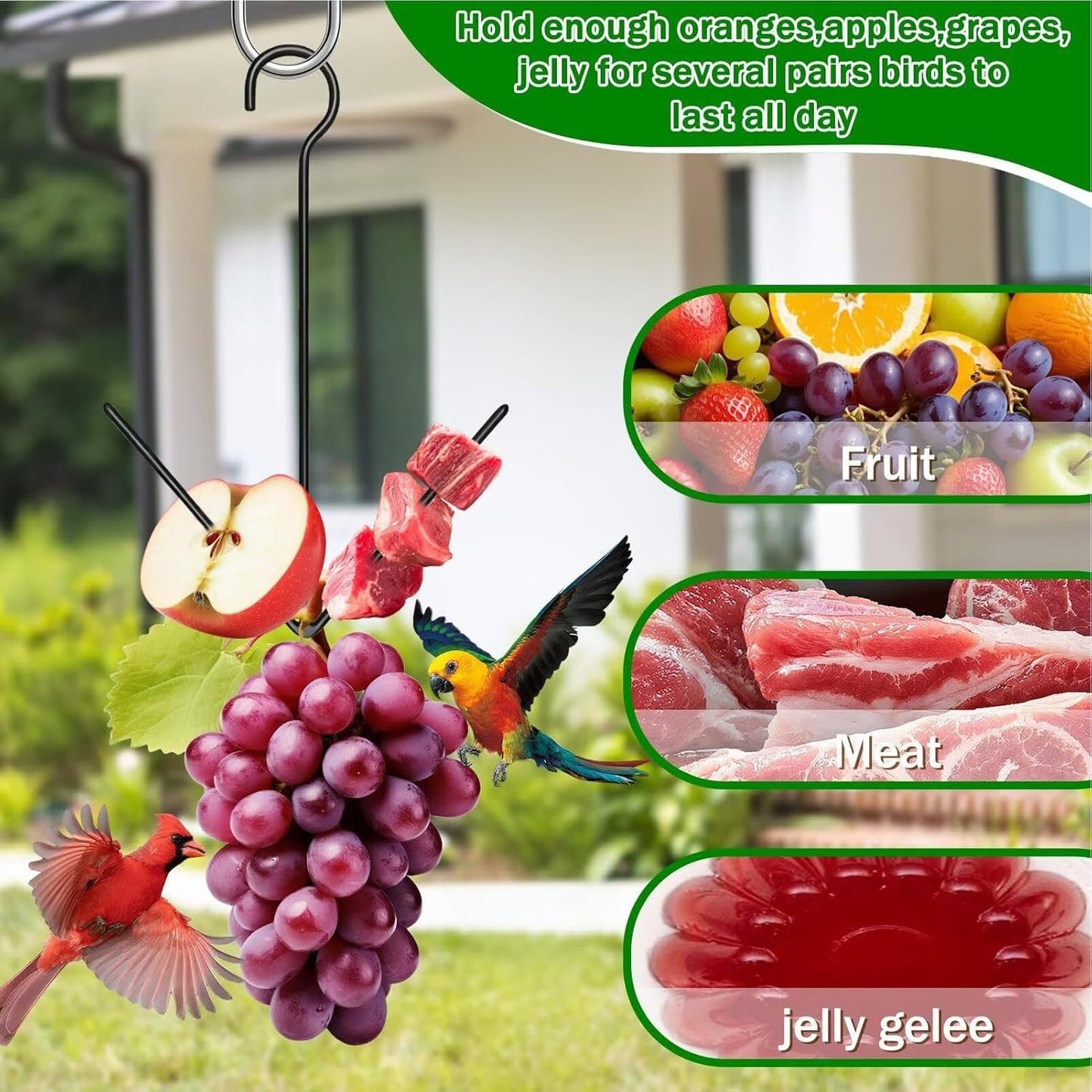 Oriole Bird Feeder, Garden Fruit Dispenser, Outdoor Feeder with Hanging Hook, Decorative Station with Easy Fill, Wildlife Feeding Accessory, Handy Gear for Garden Backyard Patio Lawn Window Balcony