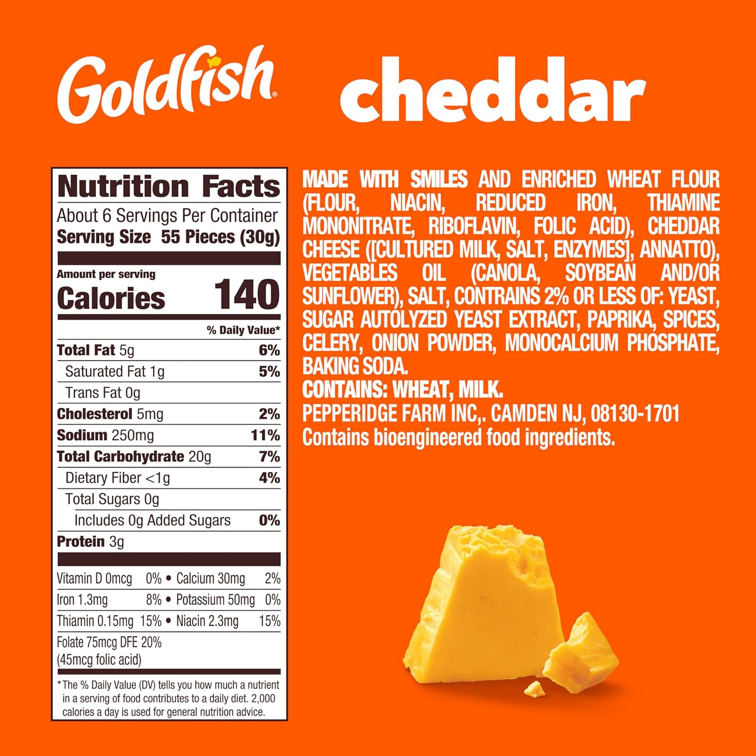 Goldfish Cheddar Cheese Crackers, Baked Snack Crackers, 6.6 oz Bag