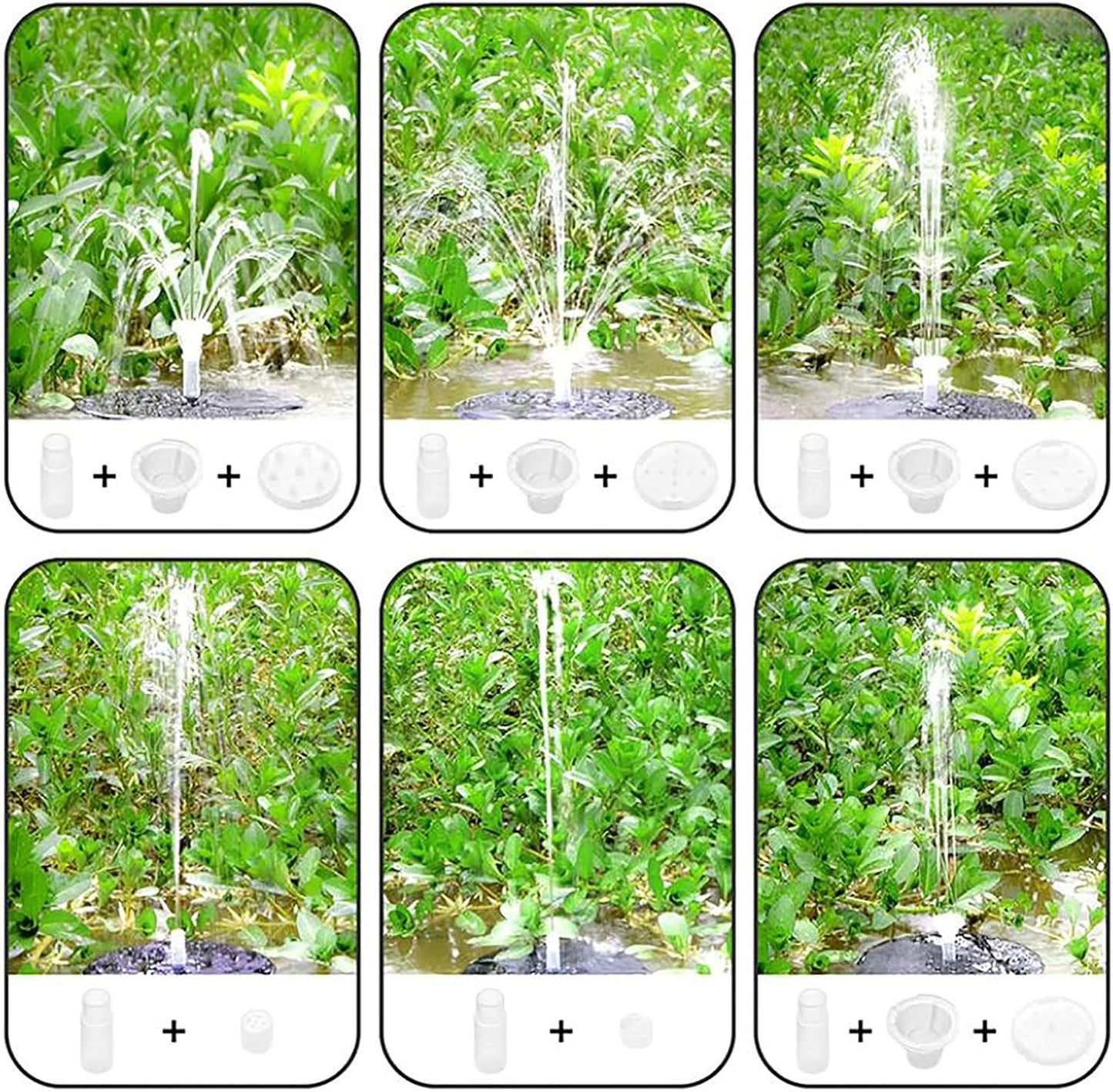 Solar Fountain Pump for Bird Bath 3W Solar Water Fountain Floating Solar Pond Pump with 8 LED Lights 6 Nozzles Free Standing Solar Fountain for Garden Fish Tank Pool Outdoor-3d 18cm(7inch)