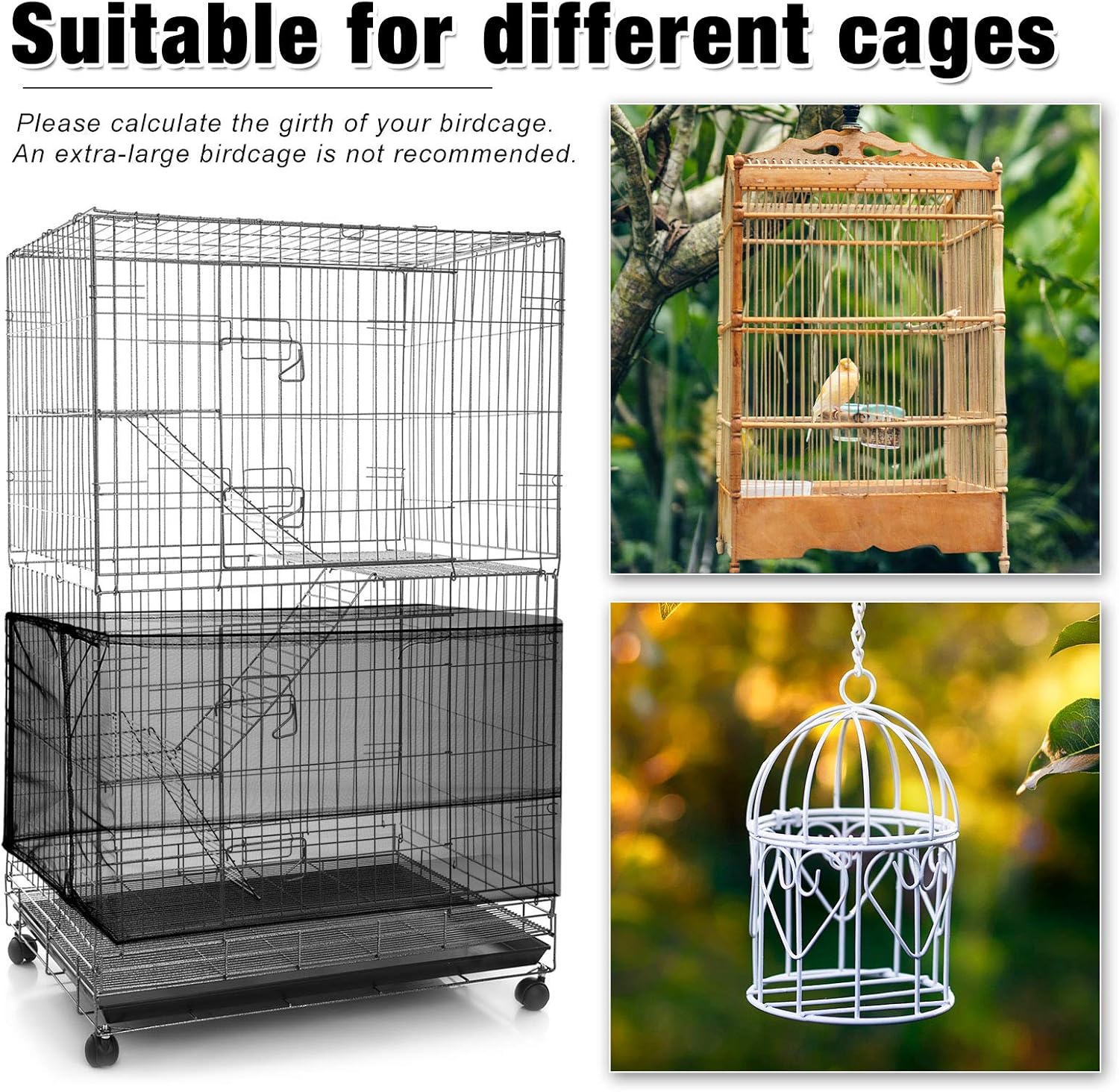 3 Pieces Large Adjustable Bird Cage Cover Seed Feather Catcher Birdcag