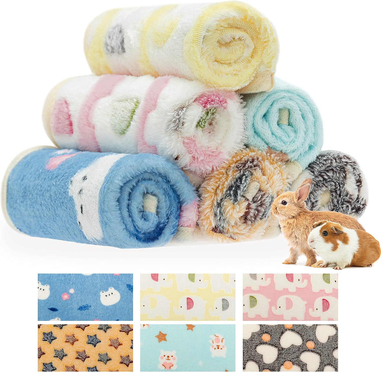 CUSOZWO Guinea Pig Bedding Mat - 6 Pack Fleece Soft Warm Small Animal 