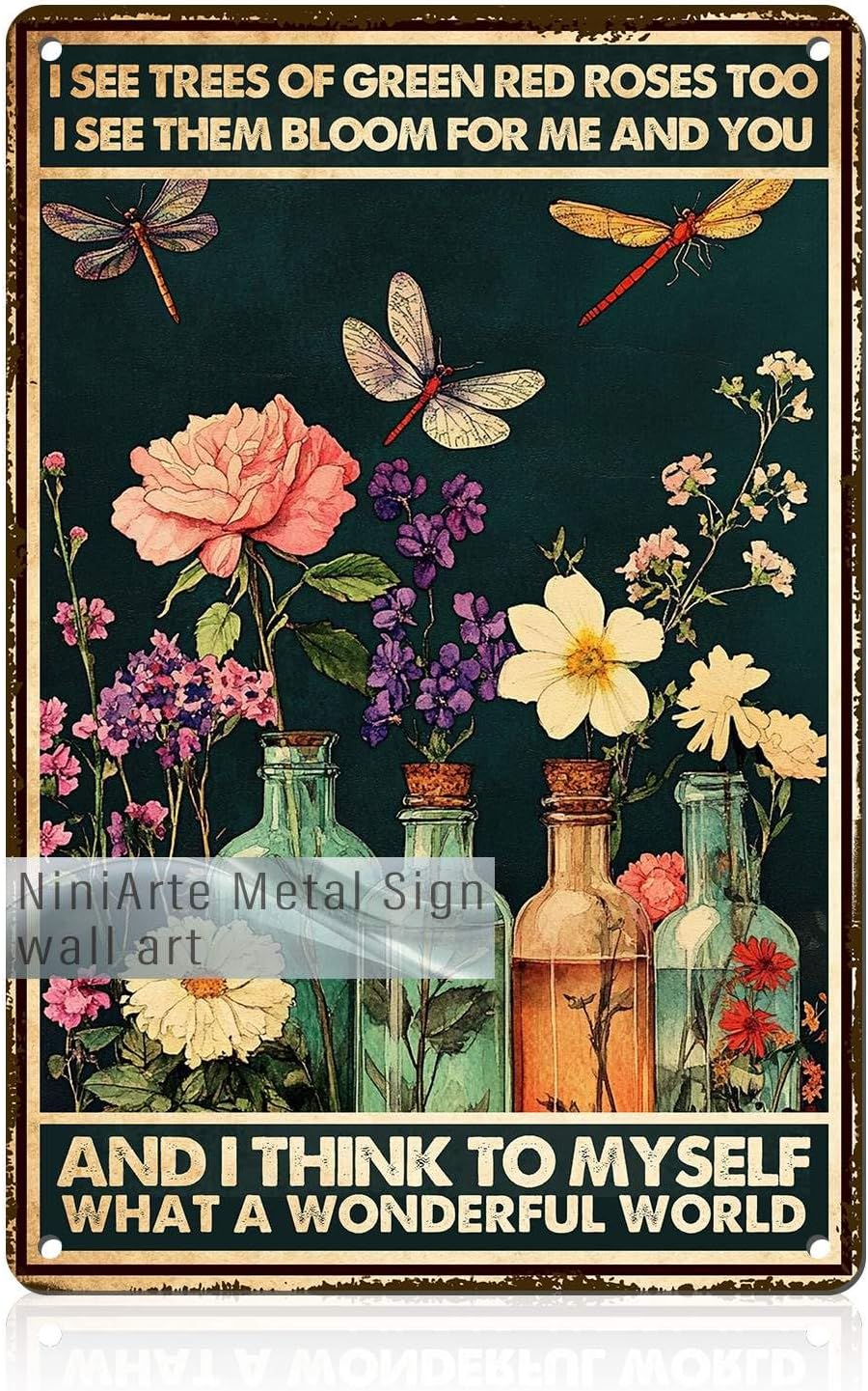 Garden Signs for Outside Dragonfly Wall Decor Vintage Flower Wall Deco