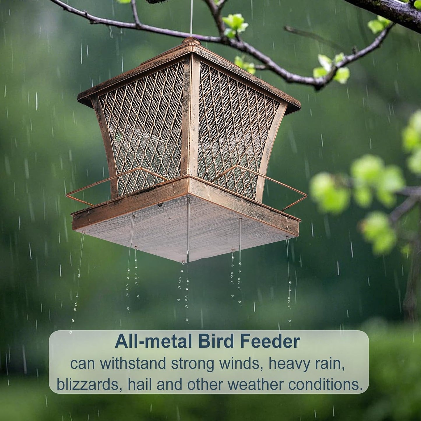 MYITYARD Bird Feeder for Outdoors Hanging, 4 lbs Large Capacity Metal Wild Bird Feeders - Vintage Bronze Finish Rust-Resistant Birdfeeder for Garden Yard Balcony Decor, Easy Fill, Thickened