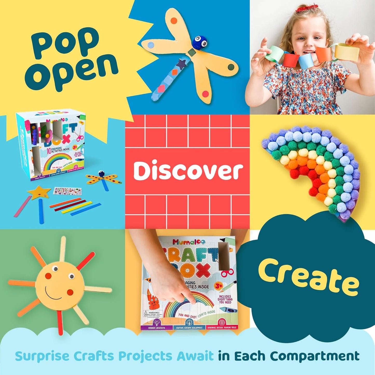 Craft Box for Kids - 10 Creative Arts and Crafts for Kids Ages 4-8, Fu