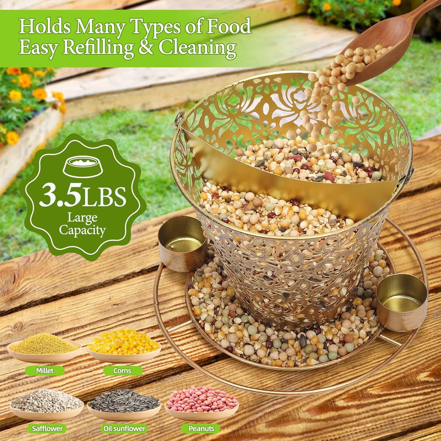 Solar Bird Feeders for Outside Hanging Metal Wild Bird Feeder Solar La