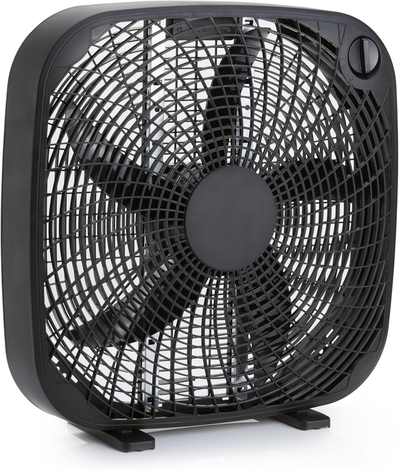 Amazon Basics 3-Speed Box Fan for Bedroom, Portable with Carry Handle,