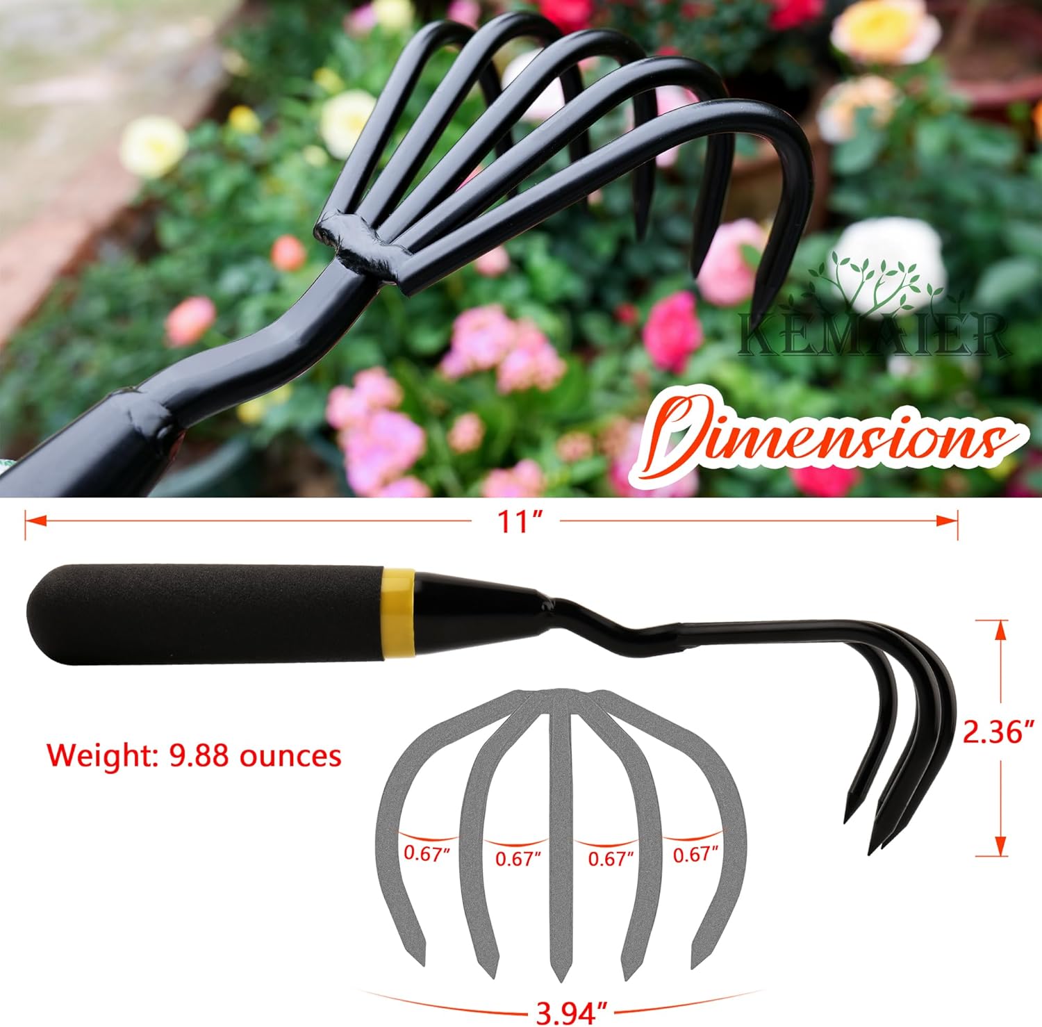 Garden Tool Set - Featuring a Heavy-Duty Stainless Steel Hand Cultivat