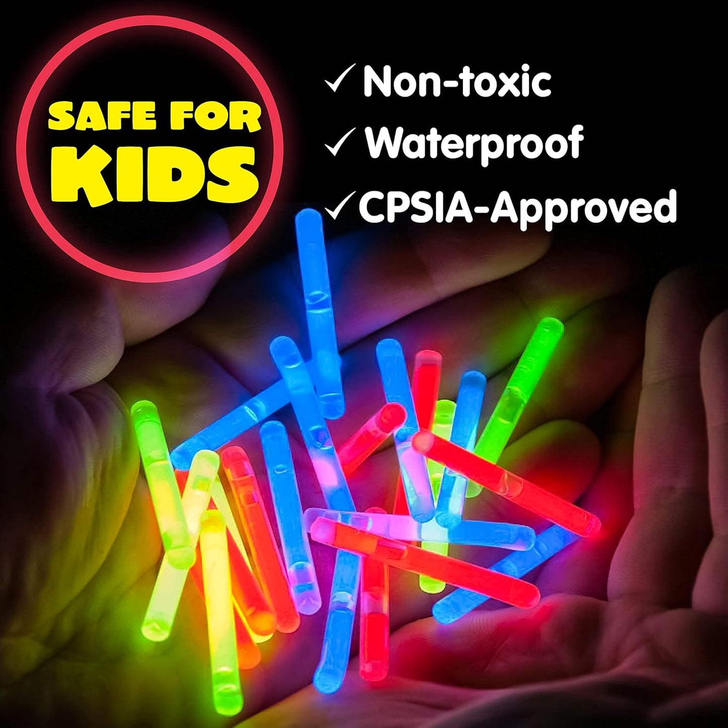 JOYIN 100 Mini Glow Sticks(1.7"), 8 Colors, Small Glow in The Dark for Easter Eggs Party Favors,Easter Basket Stuffer Party Pack, Weddings Classroom Decorations Prizes