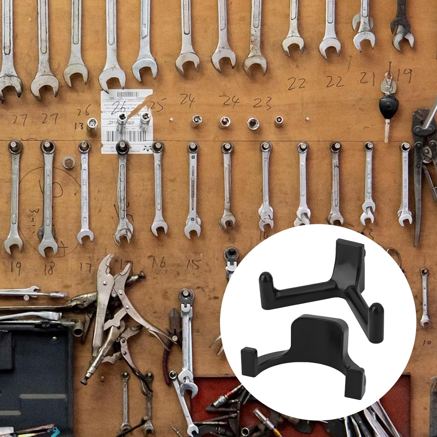 21pcs Tool Storage Hooks, Black Y/U-Shape Hooks with Screw Wrench Hang
