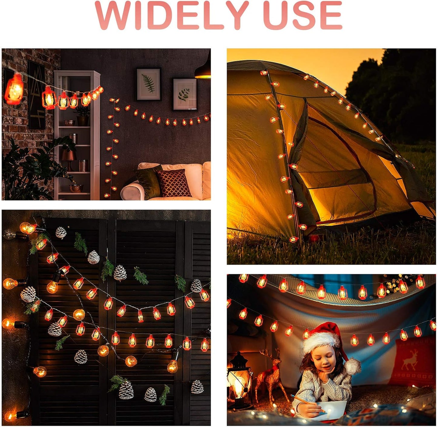AceList 30 LED Red Lantern String Lights for Bedroom Patio Garden Holiday Home Indoor Decorations, Mini Kerosene Lights String (Warm White Light)