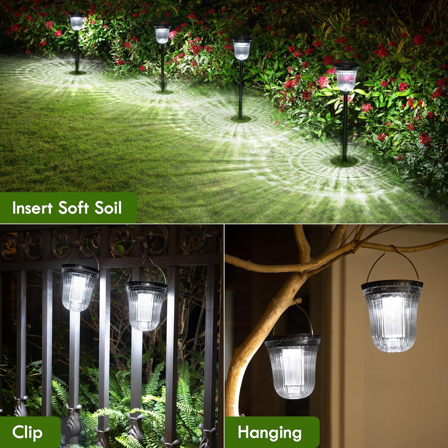 Solar Lights Outside Waterproof, 6 Pack 200 Lumens Super Bright Solar 