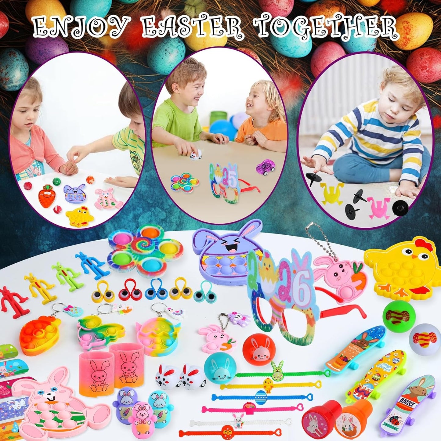 600 Pcs Easter Basket Stuffers for Kids Party Favors,Easter Fillers,Fidget Toys,Bulk Easter Toys,Stocking Stuffers Birthday Gifts,Carnival Treasure Classroom Prizes Box,Pinata Fillers,Easter Egg Hunt