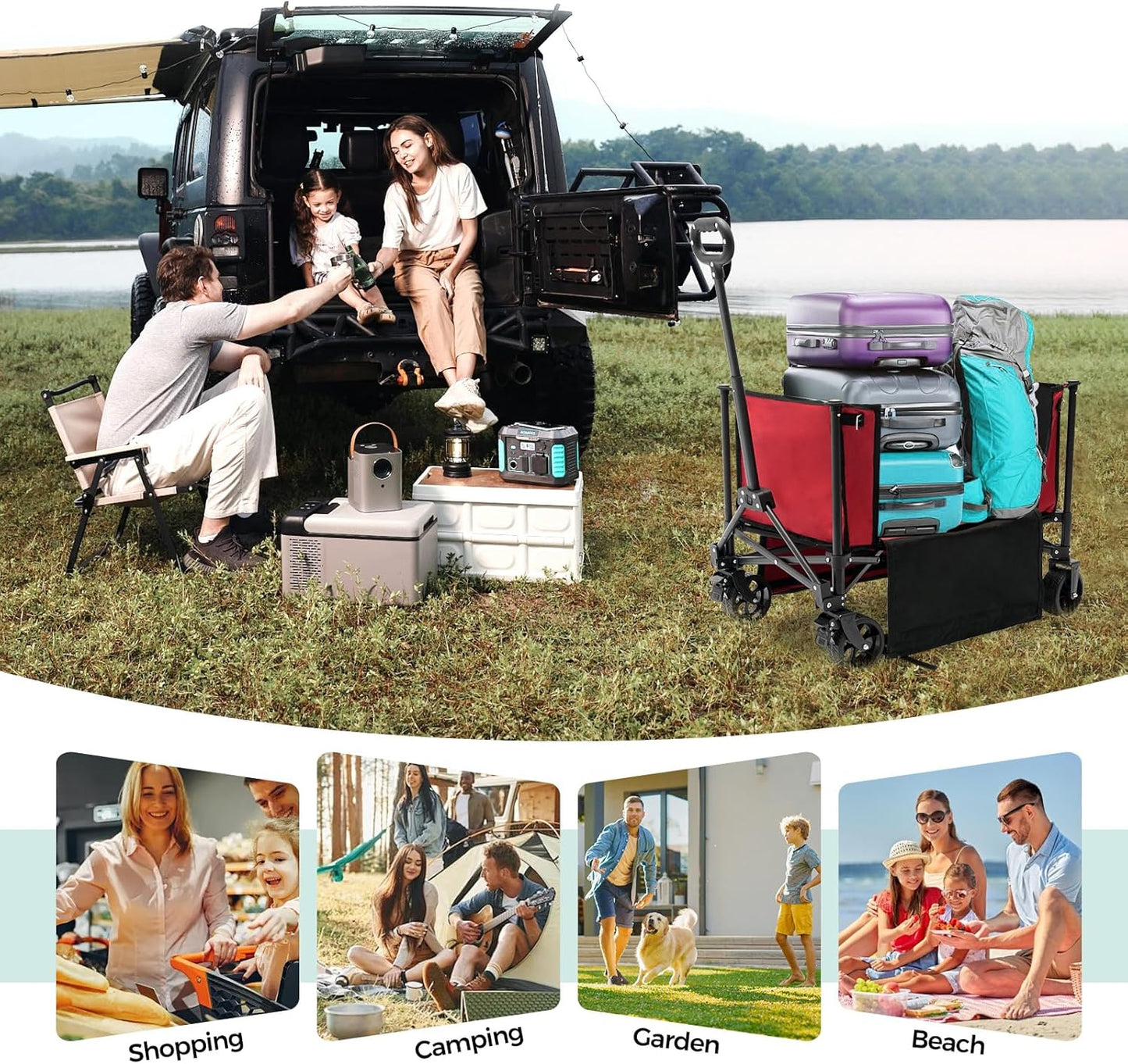SUNNYFEEL Wagon Cart Foldable, Standard Borderless Version Collapsible