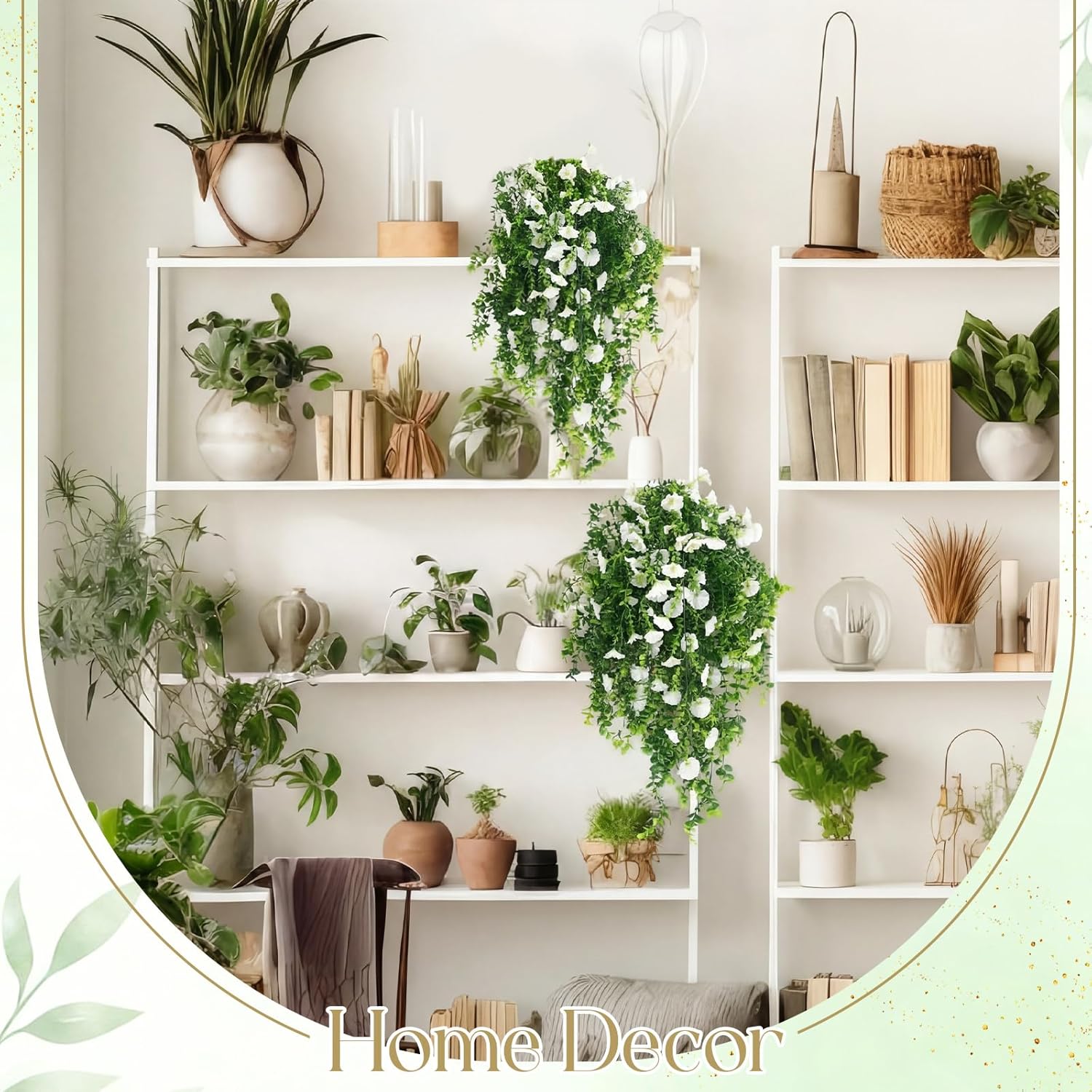 Yinder 2 Set Artificial Eucalyptus and Morning Glory Stems Include 4 P