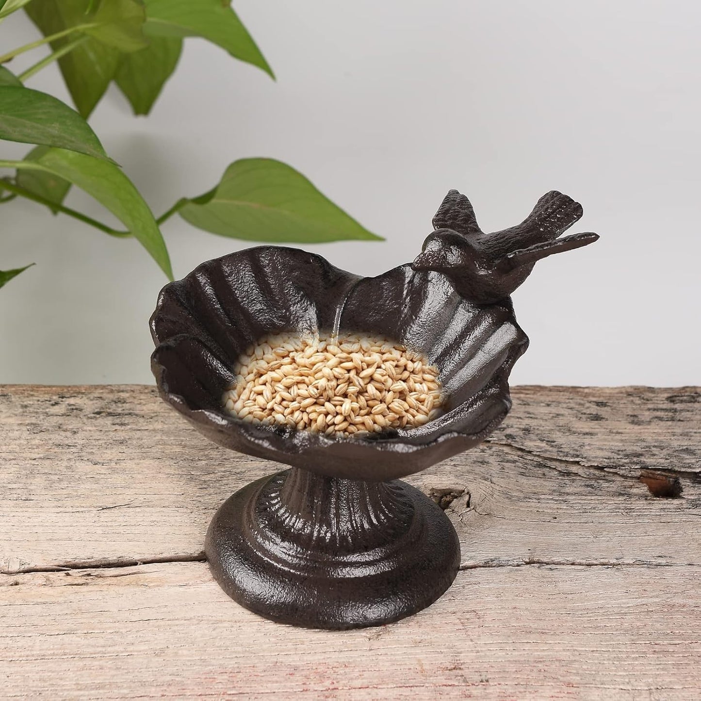 BRASSTAR Cast Iron Bird Feeder Rustproof Lotus Leaf Shape Bird Bath for Outdoors Patio Yard Garden Villa Decoration TQGJPT171