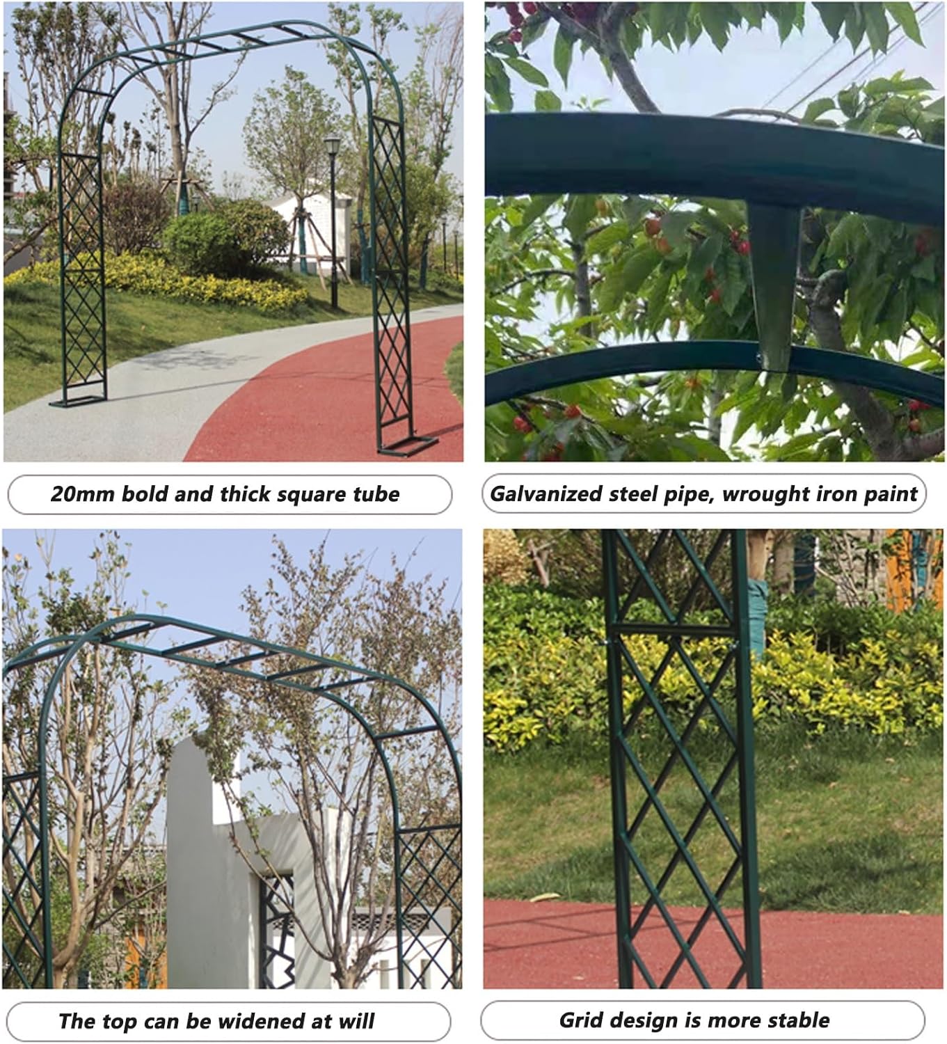 Durable Metal Rose Arch Trellis for Climbing Plants, Weather-Resistant Garden Archway, Decorative Outdoor Structure for Lawn and Garden (Black, 1.5x2.3x0.4m)