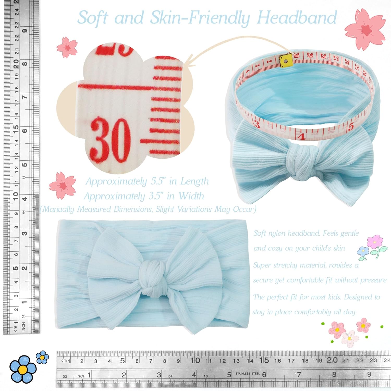 CÉLLOT 10 Colors Super Stretchy Soft Knot Baby Girl Headbands with Hai