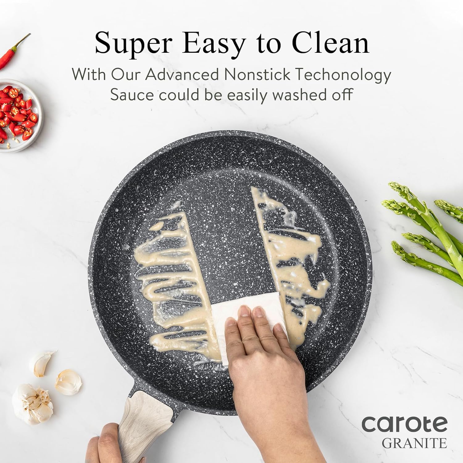 CAROTE Nonstick Frying Pan Skillet,Non Stick Granite Fry Pan Egg Pan O