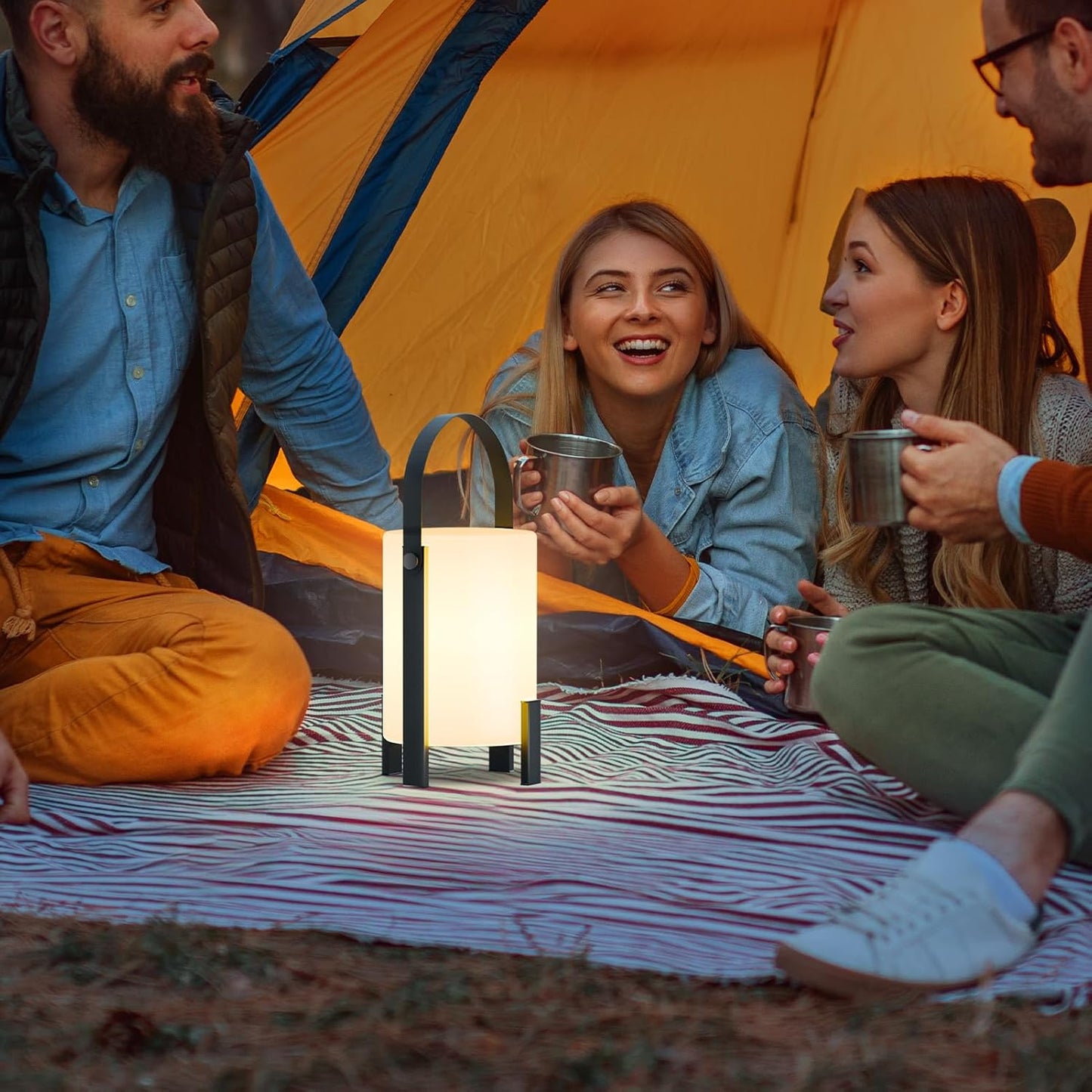 uuffoo LED Table Lamp Shower Lamp Rechargeable Lantern Cordless 3000K and Candle Light IP44 Rain-Resistant | with Remote | PE & Metal for Indoor Outdoor Bathroom Patio Camping Restaurant Home