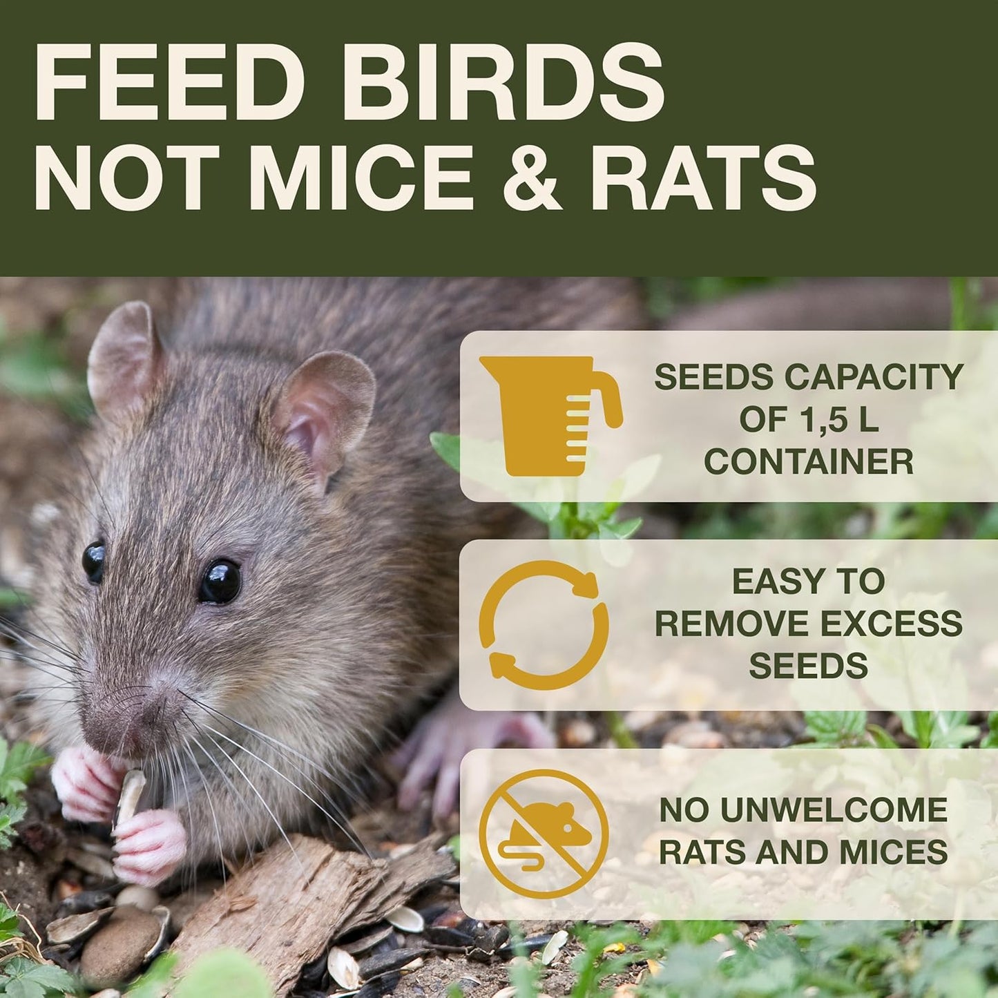 SWISSINNO Bird Feeders - No Mess Hanging Bird Feeder for Outdoors - Sm
