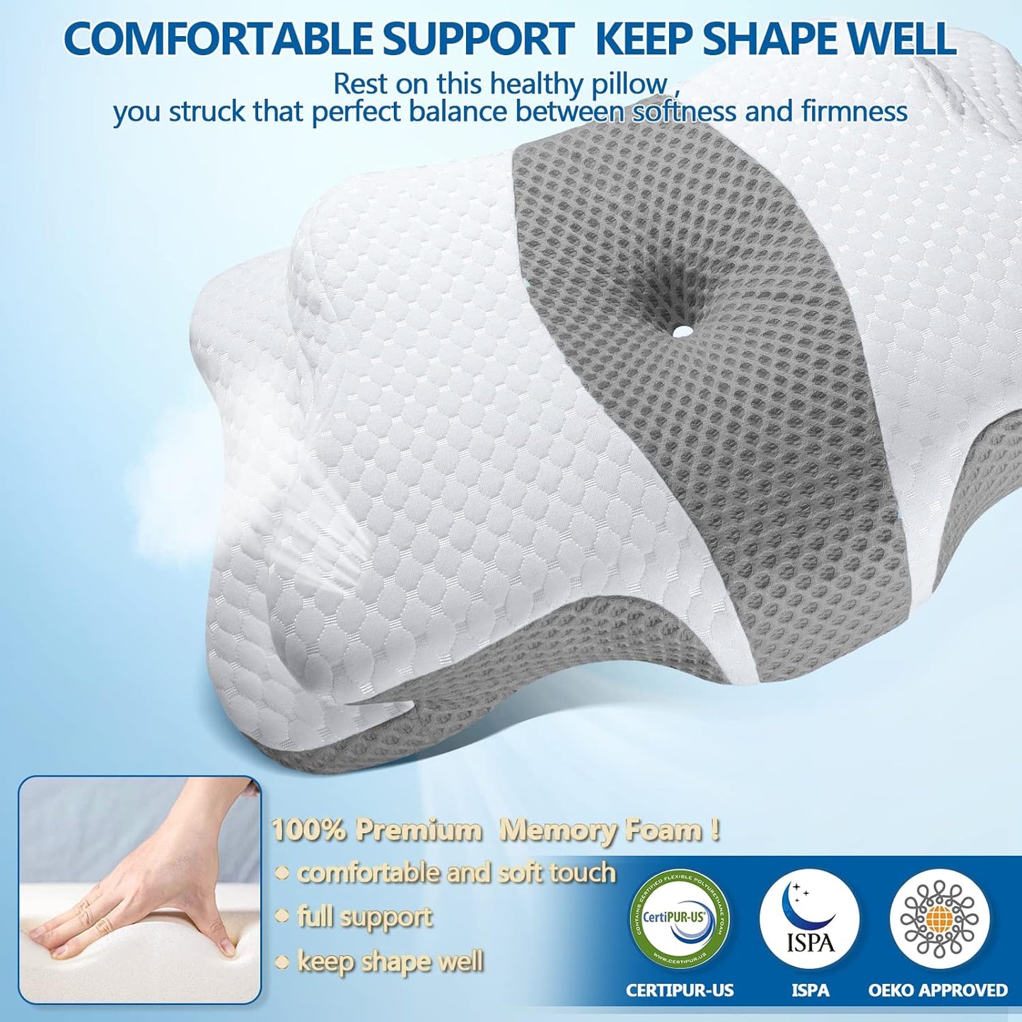 Memory Foam Pillows, Cervical Pillow for Neck and Shoulder Pain Relief