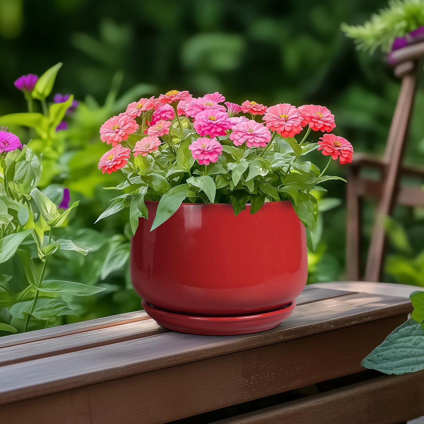 G EPGardening Ceramic Pot for Plants - 6 Inch Plant Pot with Drainage 