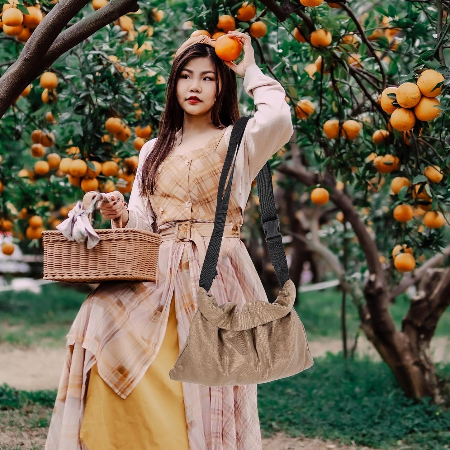 Milisten Harvesting Apron Fruit Vegetable Picking Bag with Pockets Outdoor Garden Tool Waist Pouch Mushroom Foraging Storage Khaki