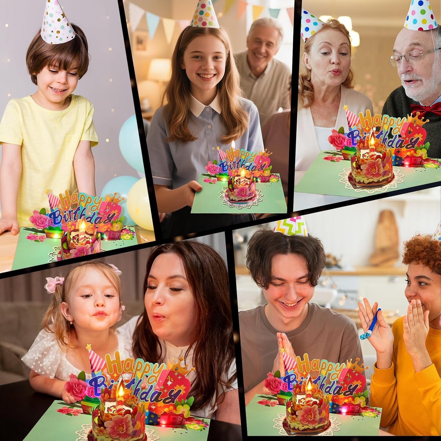 Airpark Pop Up Birthday Cards for Women with Blow-Out Candle, Music & 