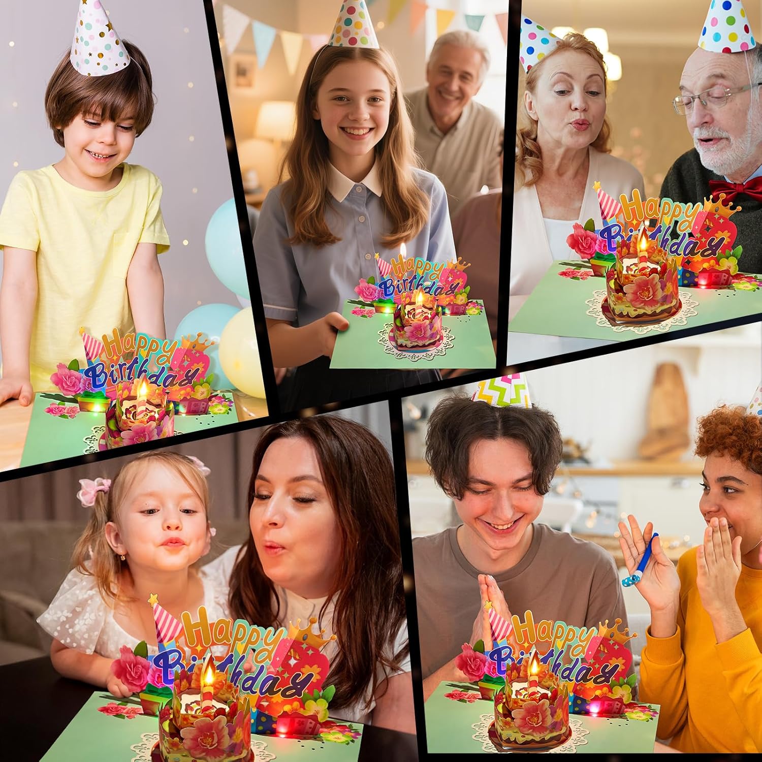 Airpark Pop Up Birthday Cards for Women with Blow-Out Candle, Music & 