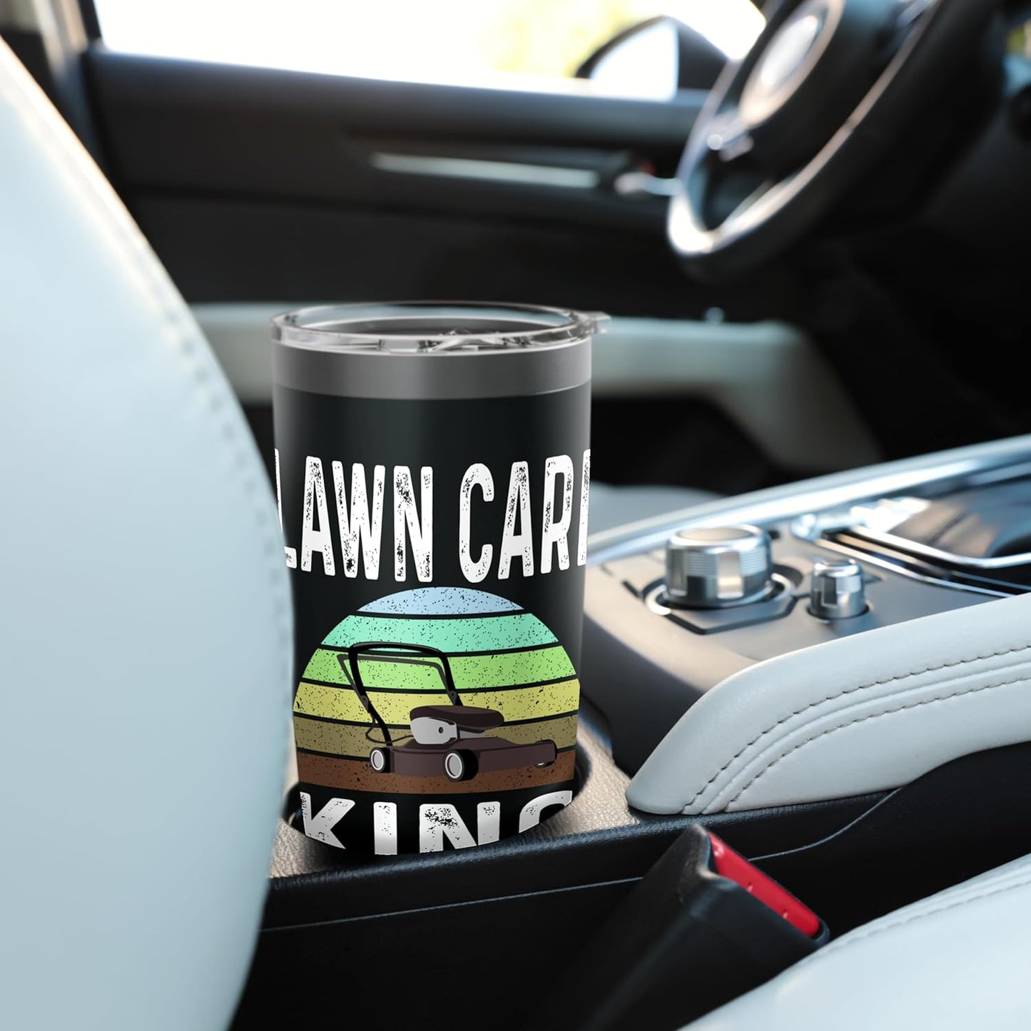 Funny Lawn Care King Grass Mowing Lawn Mower Dad Father Stainless Steel Insulated Tumbler