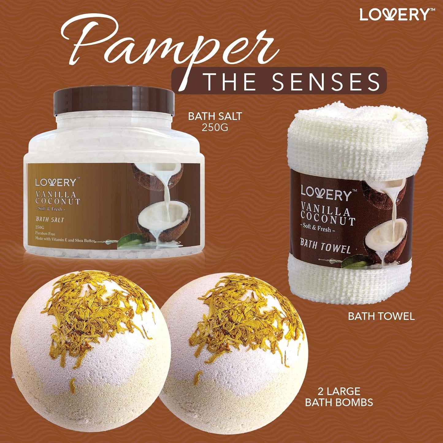 Gifts For Women Gift Basket for Women– 9 Piece Set of Vanilla Coconut 