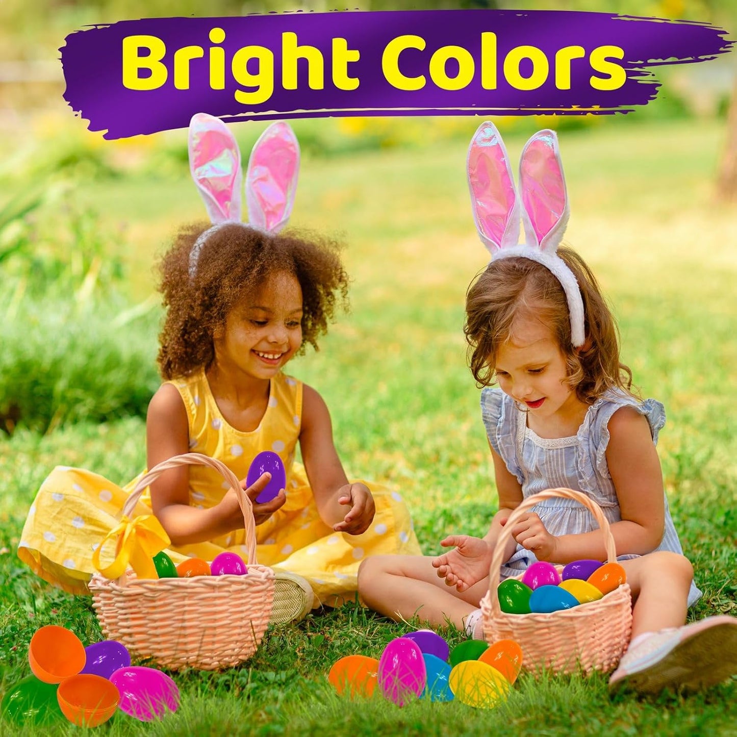 stargo 50 Pack - Plastic Easter Eggs Empty 3.2” Large Plastic Eggs Fillable for Easter Egg Hunt, Easter Egg Basket, Party Favor, Surprise Egg. Set of Bright Multicolored Eggs