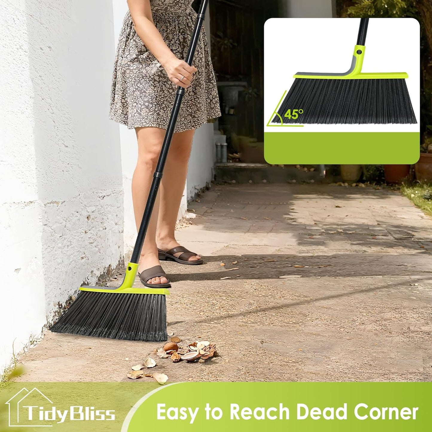 4 Packs Outdoor Broom Heavy Duty, 56 inches Tall Commercial Soft Brist