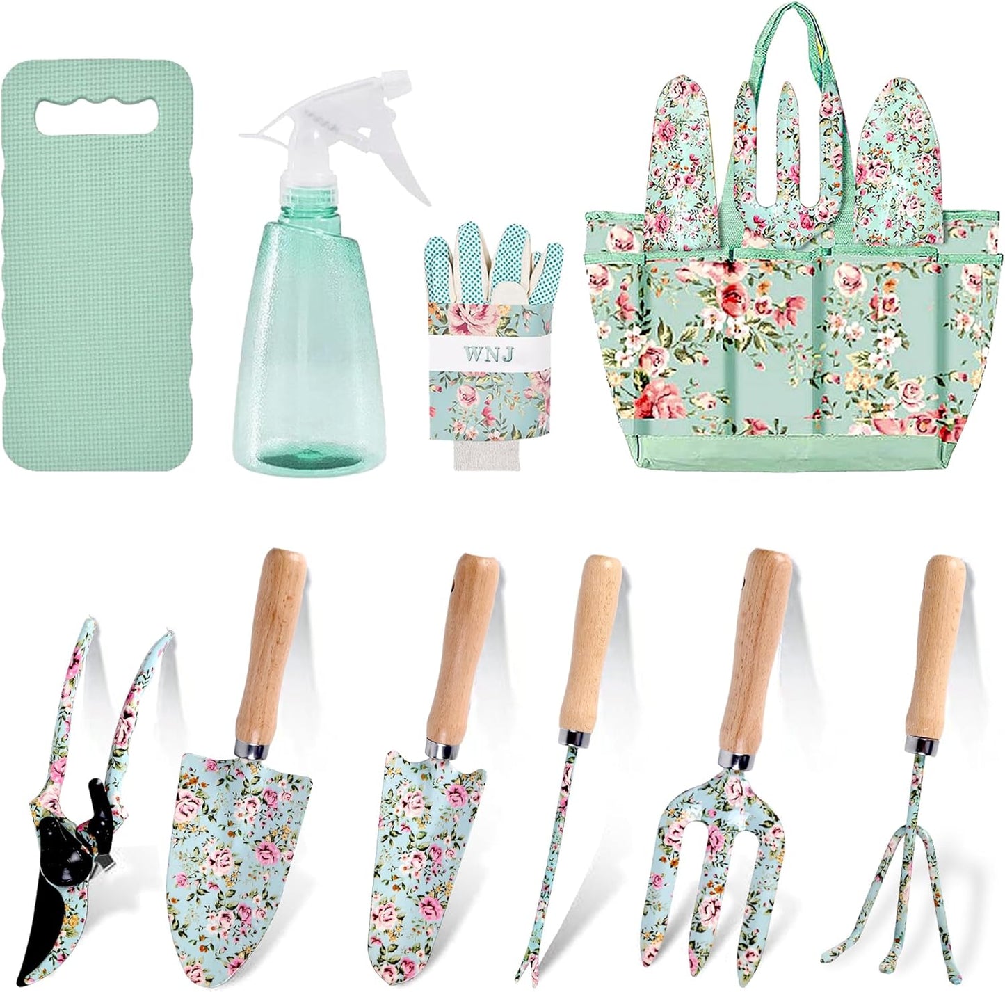 10-Piece Floral Garden Tools Set with Tote Bag, Heavy Duty Gardening K
