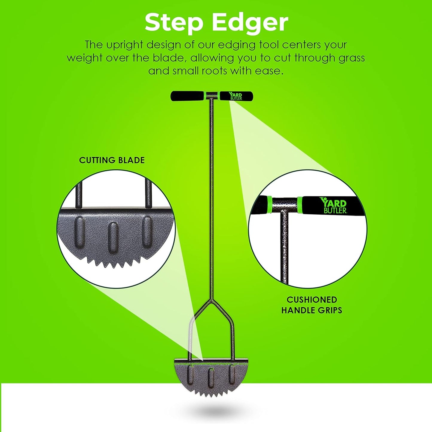 Yard Butler Step Edger - Handy & Durable Gardening Tool for Perfect Lines - Lawn Step Edger with Ergonomic Upright Design & Sturdy Blades