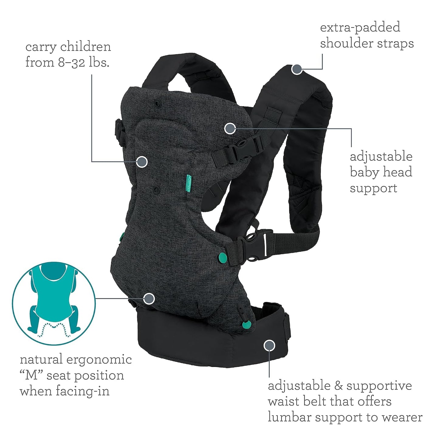 Infantino Flip 4-in-1 Convertible Baby Carrier, Adjustable, Ergonomic 
