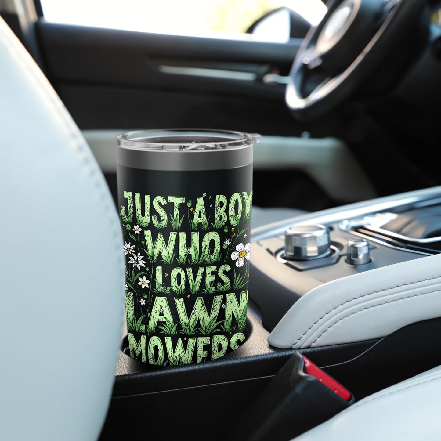 Just A Boy Who Loves Lawn Mowers Grass Mowing Lawn Mowing Stainless Steel Insulated Tumbler