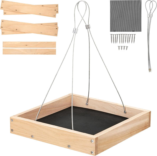 TT Nature Platform Bird Feeder for Outdoor, Eco-Friendly Wood Hanging 