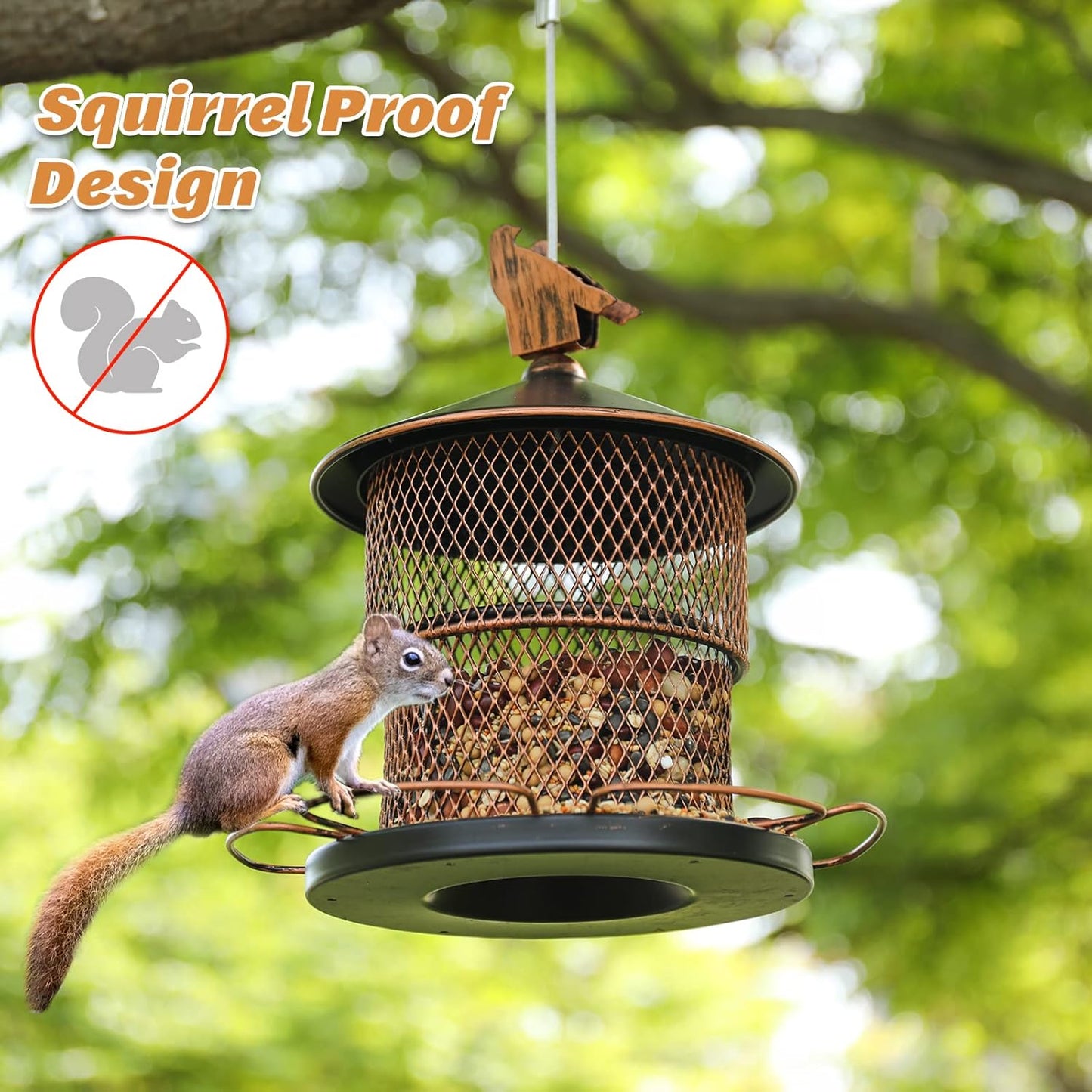 Yinns Bird Feeders for Outdoors Hanging, 4lb Large Seed Capacity Metal Birdfeeders, Wild Birds Cardinal Bird Feeder with 6 Perches