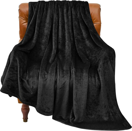 BEDELITE Fleece Blanket Black Throw Blankets for Couch & Bed, Luxury P