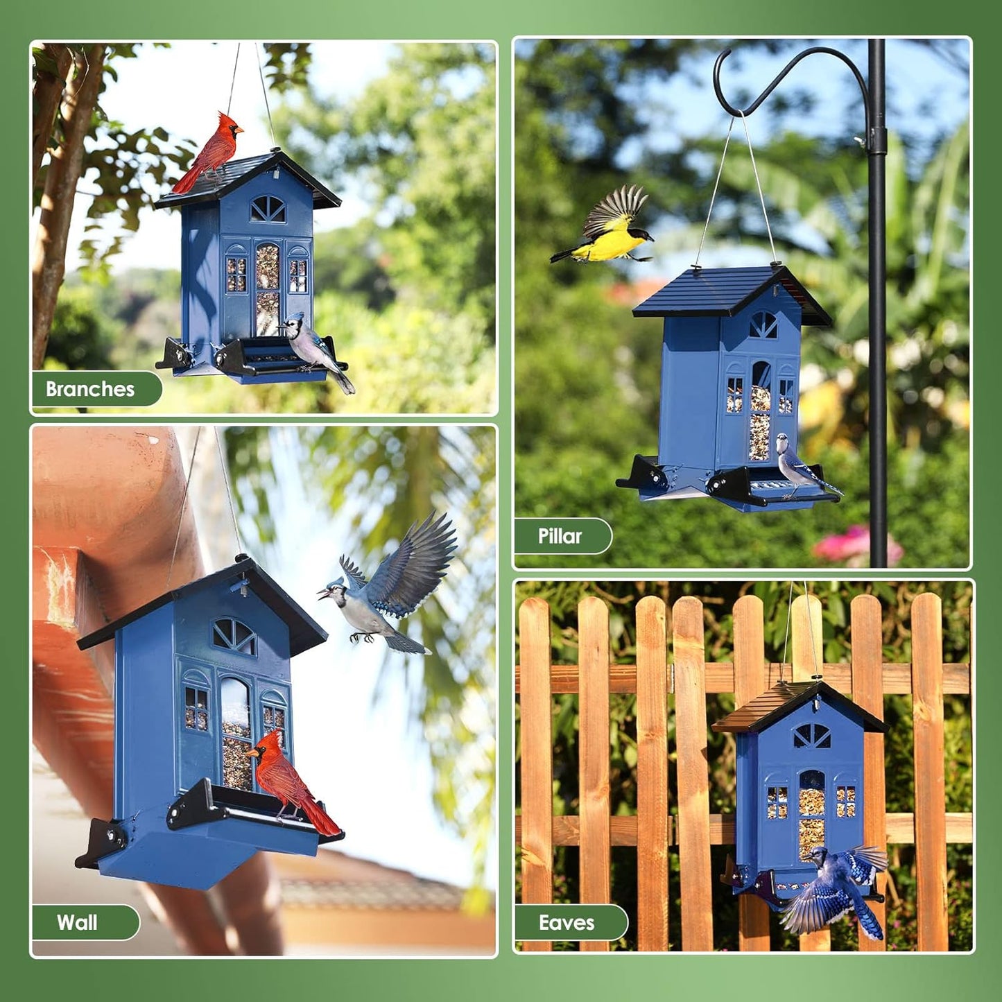 Birdkiss Bird Feeder Squirrel-Proof Outside: Country House Series for 