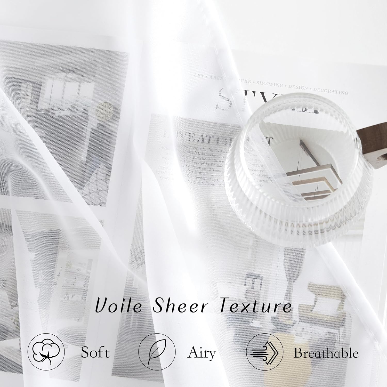 NICETOWN White Sheer Curtains 84 inches Long - Home Decoration Grommet