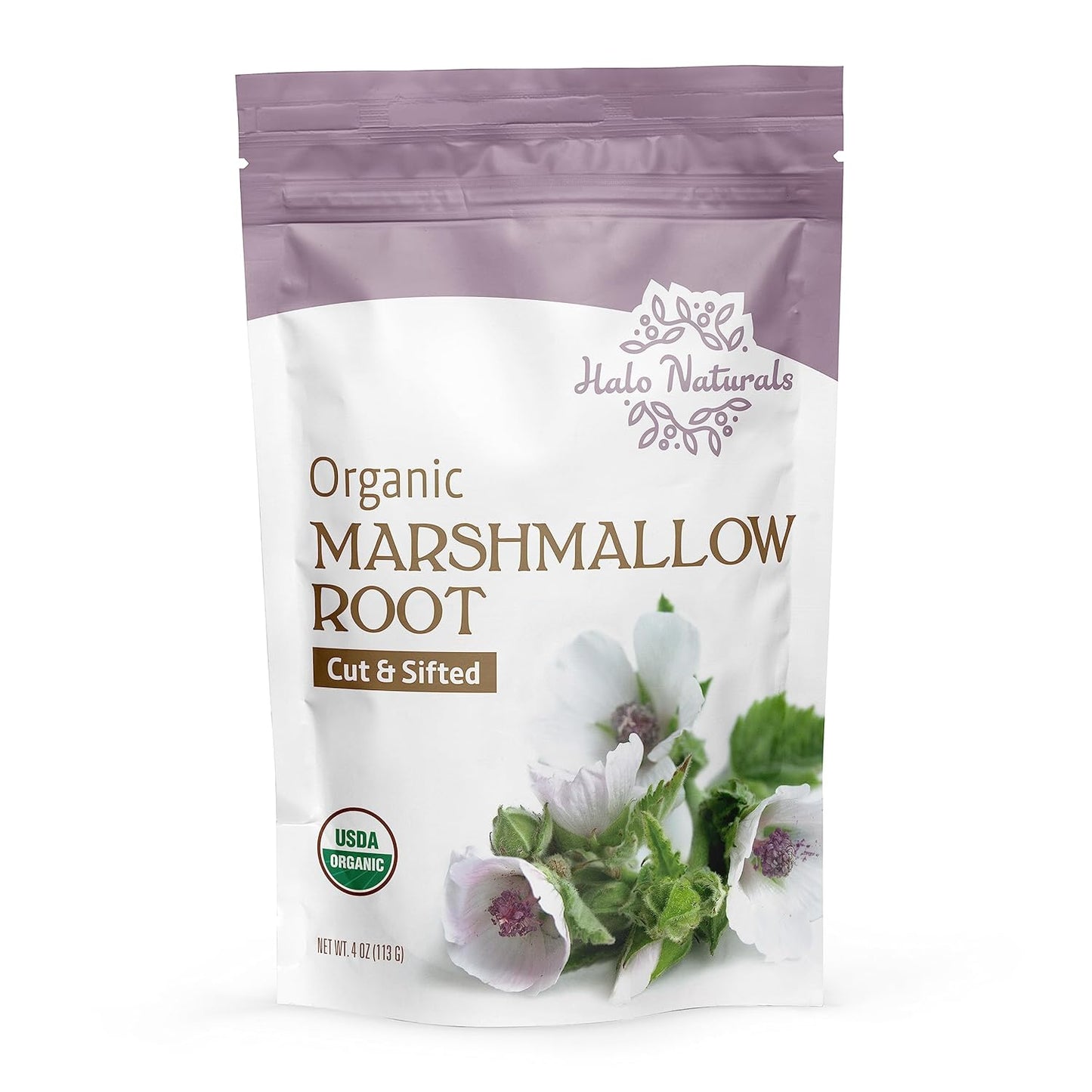 Organic Marshmallow Root Cut & Sifted, 4 Ounces (Althaea officinalis) USDA Certified | Resealable Pouch| Packaged in The USA (Pack of 1)